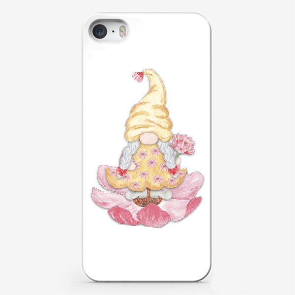 Чехол iPhone «Девочка гном на цветке»