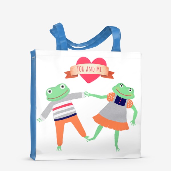 Сумка-шоппер «Лягушки влюбленные, сердце,любовь.»
