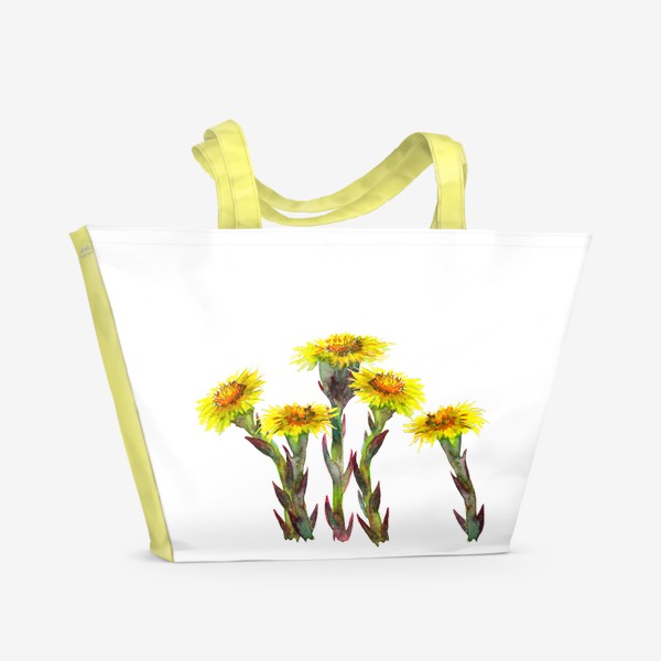 Пляжная сумка «Мать-и-мачеха. Весенние первые цветы. 8 марта.»