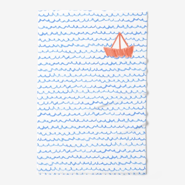 Полотенце «Красный бумажный кораблик на волнах»