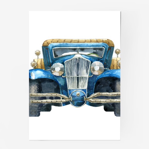 Постер &laquo;Ретро автомобиль синий&raquo;
