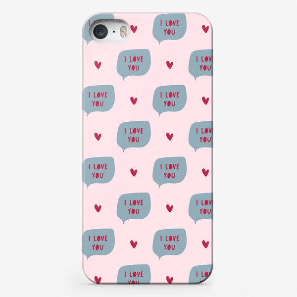 Чехол iPhone «I love you. Минималистичный принт с сердечками и текстом»