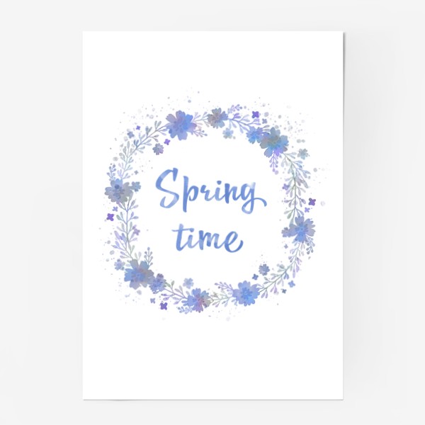 Постер «Spring time, весенний леттеринг в цветочном венке»
