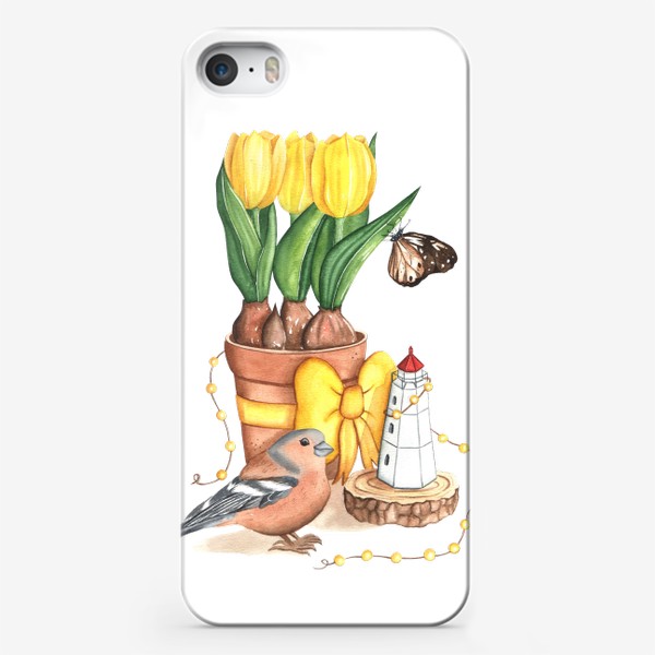 Чехол iPhone «Тюльпаны в горшочке»