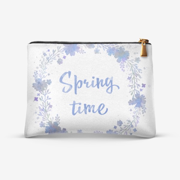 Косметичка «Spring time, весенний леттеринг в цветочном венке»