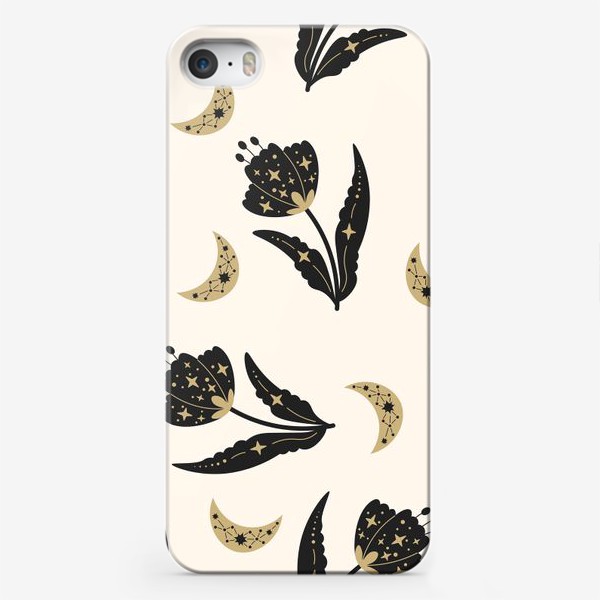 Чехол iPhone «Витажные цветы, звёзды, полумесяц»
