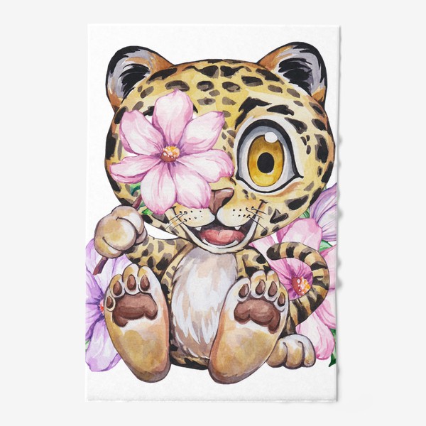 Полотенце «Леопард в цветах»