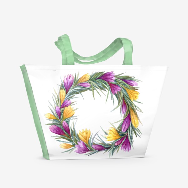 Пляжная сумка «Крокусы весенний букет»