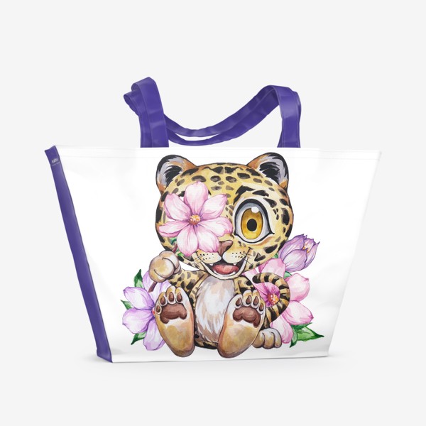 Пляжная сумка «Леопард в цветах»