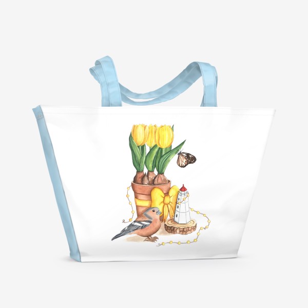 Пляжная сумка «Тюльпаны в горшочке»