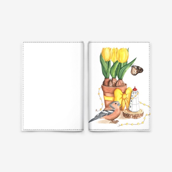 Обложка для паспорта &laquo;Тюльпаны в горшочке&raquo;