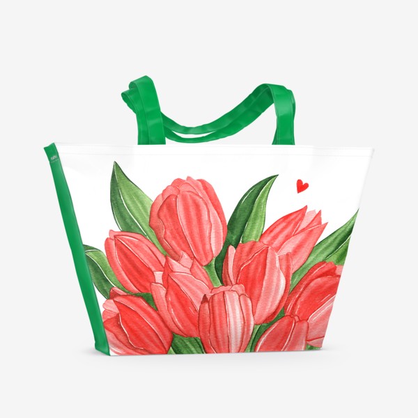 Пляжная сумка «Красные тюльпаны»