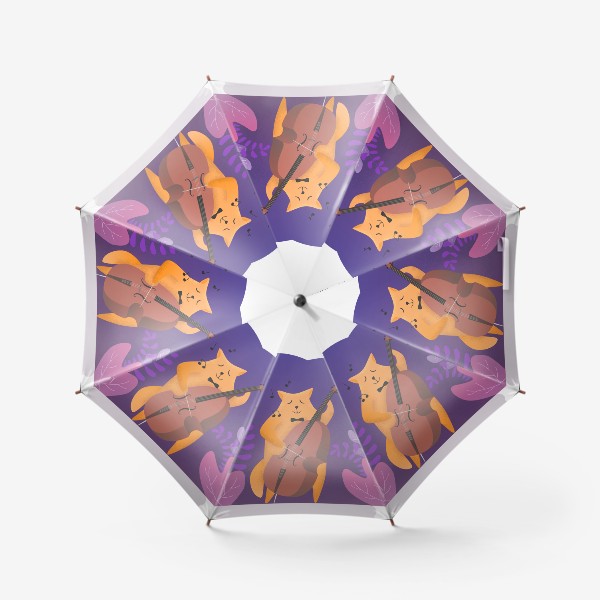 Зонт «Романтичный кот играет на контрабасе»