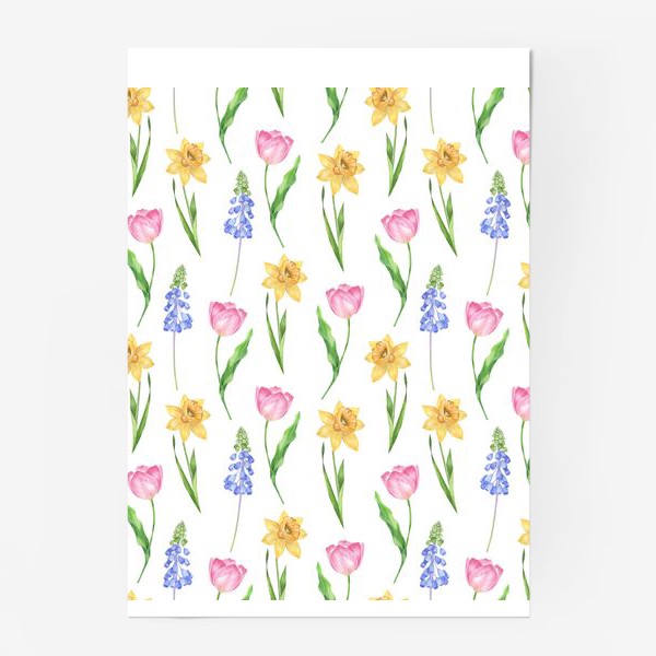 Постер «Весенний принт. Паттерн с весенними цветами»