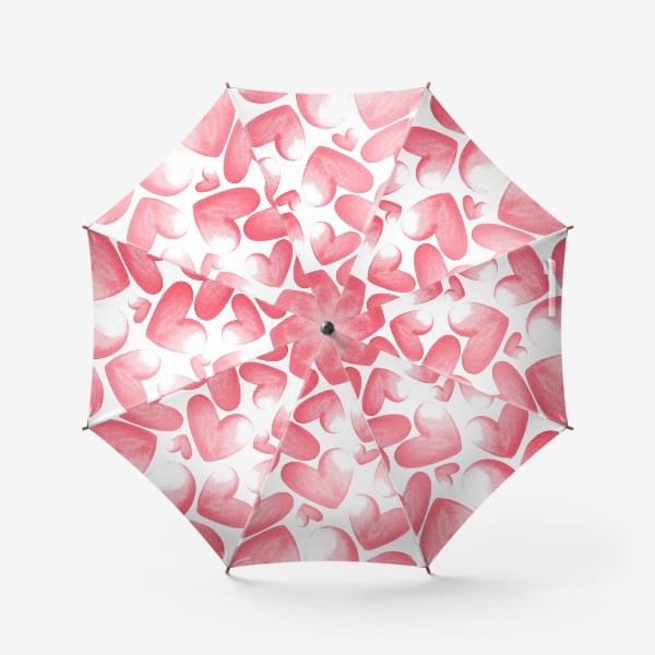 Зонт &laquo;Розовые сердца - паттерн&raquo;