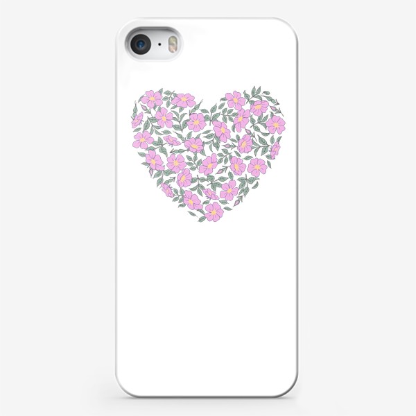 Чехол iPhone &laquo;Сердце из цветов. Розовый шиповник&raquo;