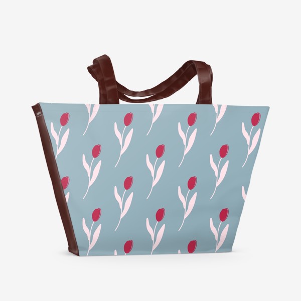 Пляжная сумка «Минималистичный принт с тюльпанами»