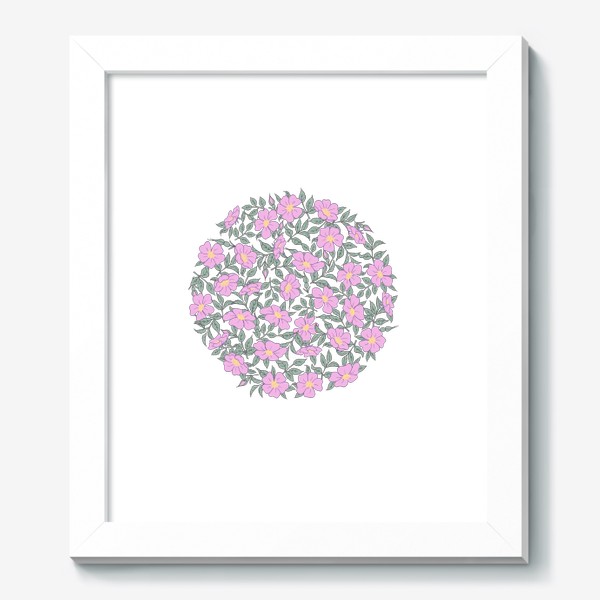 Картина «Розовые цветы и листья шиповника, Круг из цветов»