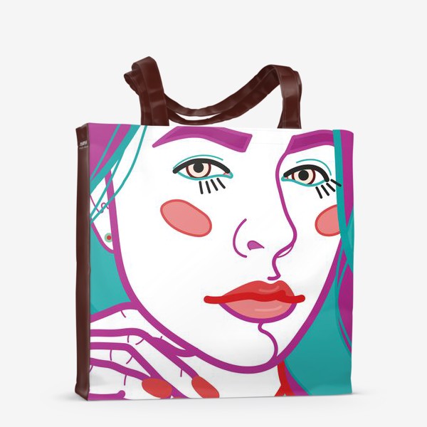 Сумка-шоппер «арт портрет с женским лицом крупным планом»