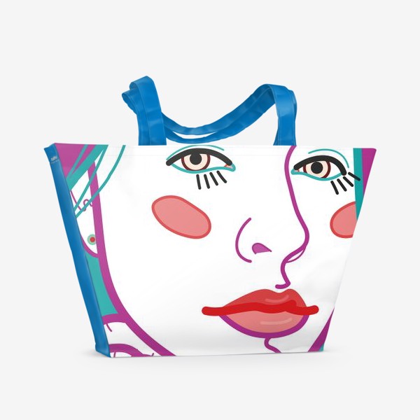 Пляжная сумка «арт портрет с женским лицом крупным планом»