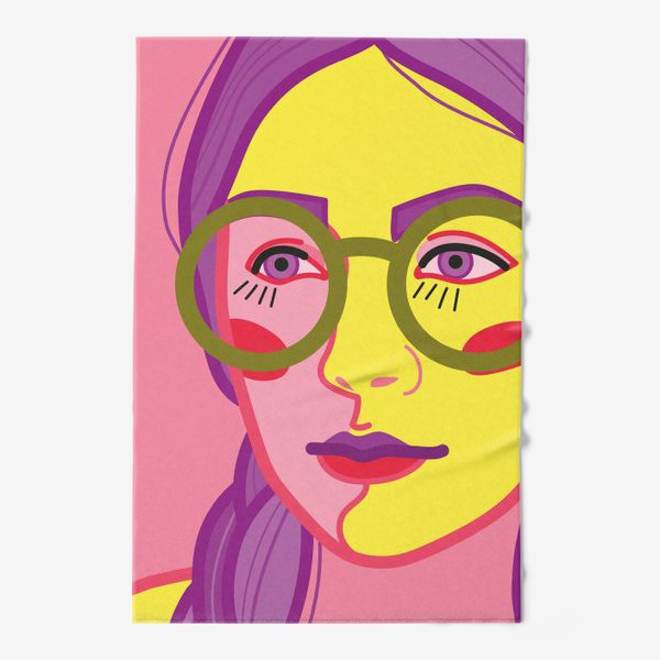 Полотенце &laquo;яркий интерьерный плакат с изображением женского лица в очках&raquo;