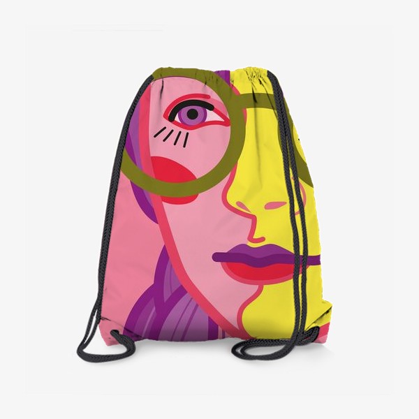Рюкзак «яркий интерьерный плакат с изображением женского лица в очках»