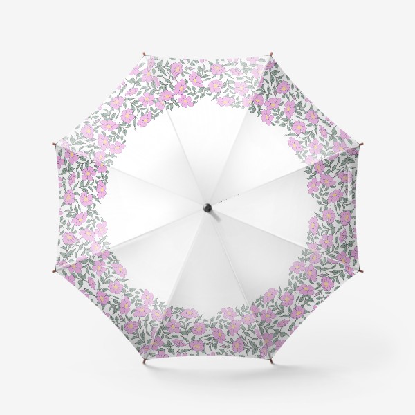 Зонт «Сердце из цветов. Розовый шиповник»