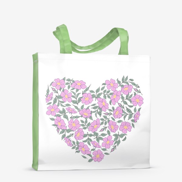 Сумка-шоппер «Сердце из цветов. Розовый шиповник»