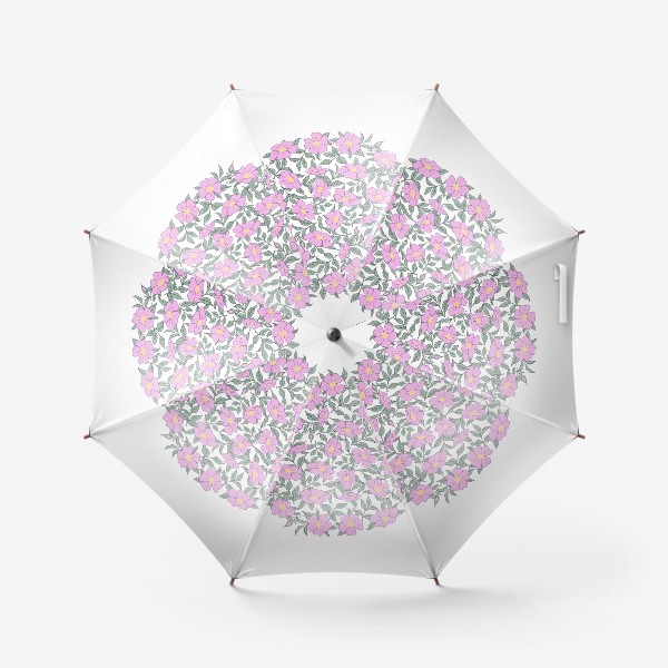 Зонт &laquo;Розовые цветы и листья шиповника, Круг из цветов&raquo;