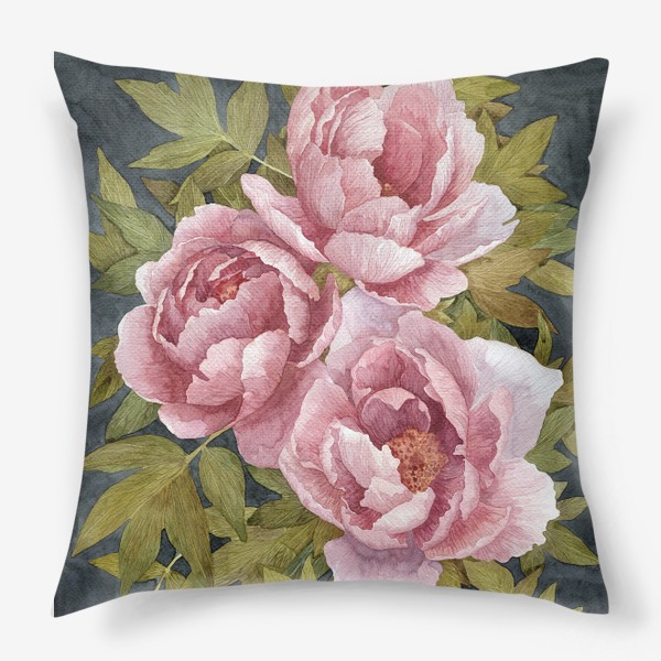 Подушка «Букет розовых пионов»