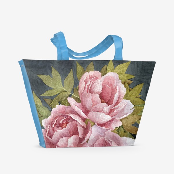 Пляжная сумка «Букет розовых пионов»