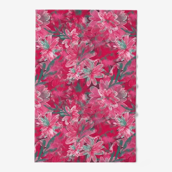 Полотенце «Цветочный розовый паттерн Маджента цветы»