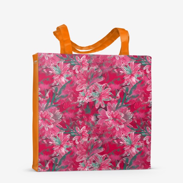 Сумка-шоппер «Цветочный розовый паттерн Маджента цветы»
