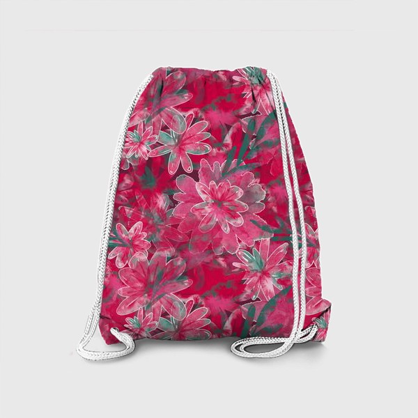 Рюкзак «Цветочный розовый паттерн Маджента цветы»