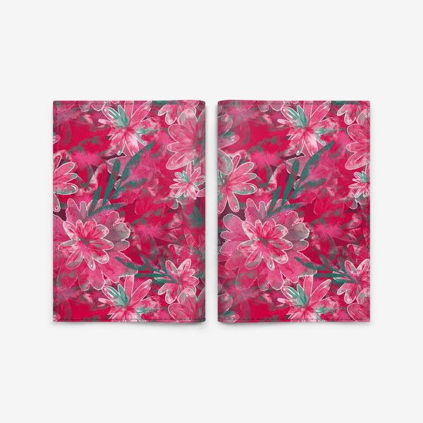 Обложка для паспорта «Цветочный розовый паттерн Маджента цветы»