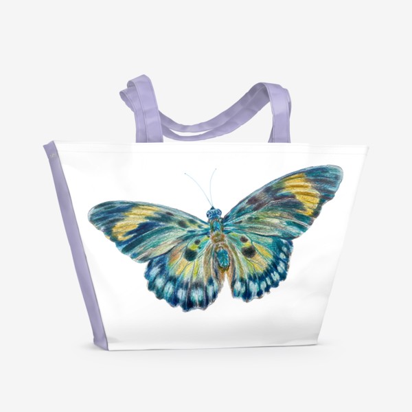 Пляжная сумка «Бабочка в карандашной технике»