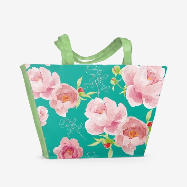 Пляжная сумка «Розовые пионы »