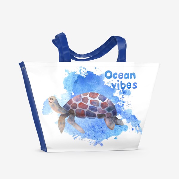 Пляжная сумка «Ocean vibes морской принт с черепахой»