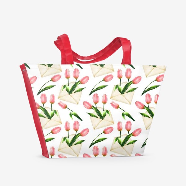 Пляжная сумка «Тюльпаны в конвертах - паттерн»