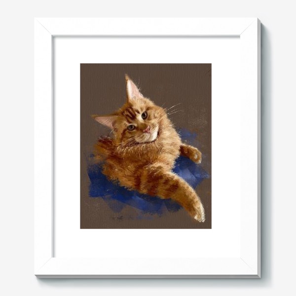 Картина &laquo;Рыжий мейн-кун, пушистый шкодник. Красивый пастельный пушистый кот, забавный и милый.&raquo;