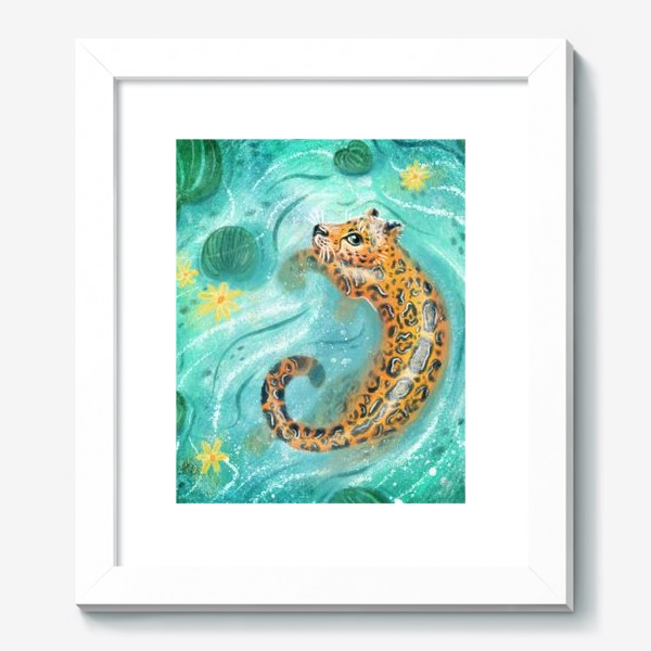 Картина &laquo;Банный день. Милый леопард купается в озере&raquo;