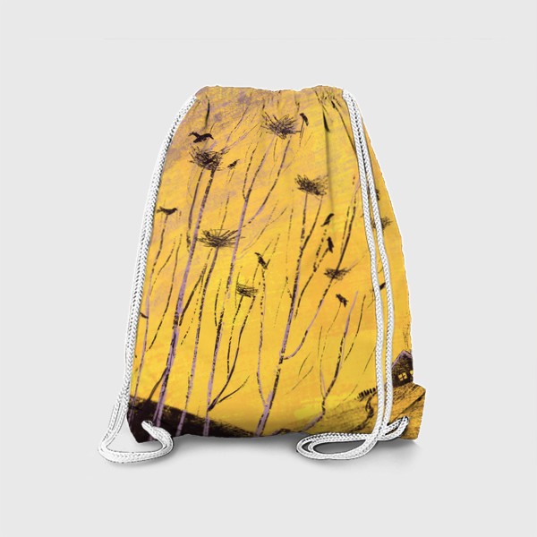 Рюкзак «Утро на вороньих холмах, желто-фиолетовый пейзаж»