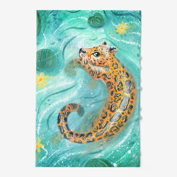 Полотенце «Банный день. Милый леопард купается в озере»