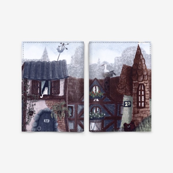 Обложка для паспорта «Городок. Красивые милые домики»