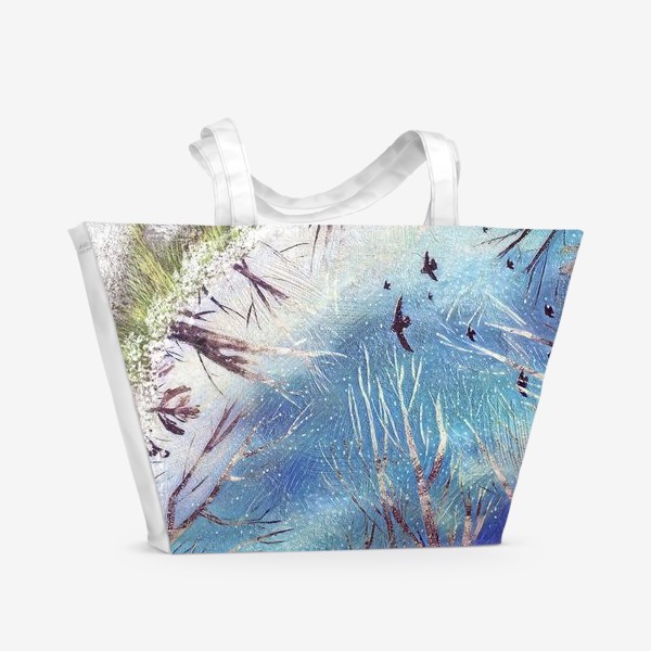 Пляжная сумка «Весна. Грачи прилетели. Отражение в воде - целый мир»