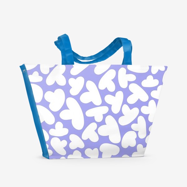 Пляжная сумка «Белые облачка на лиловом»