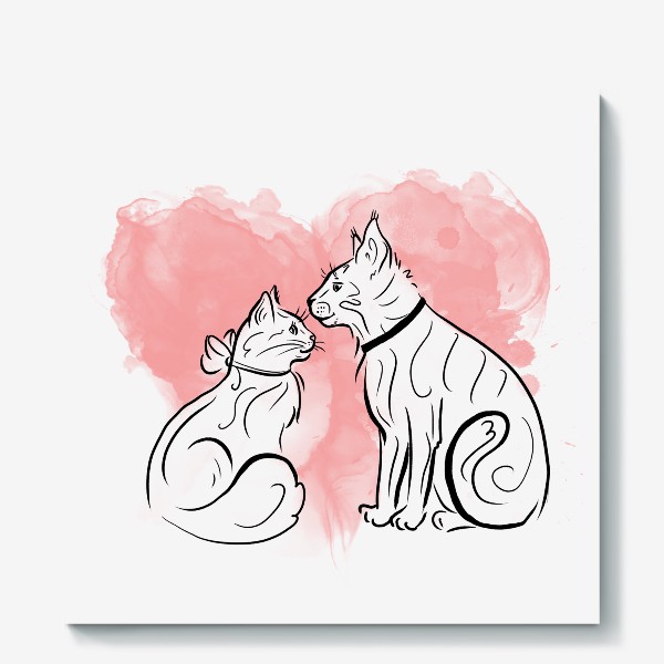 Холст «Кошачья любовь. Влюбленные котики»