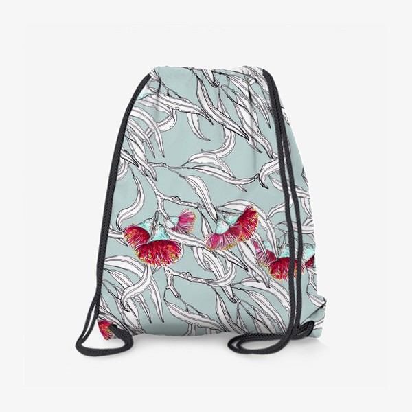 Рюкзак «Ветки эвкалипта с цветами на мятном фоне»