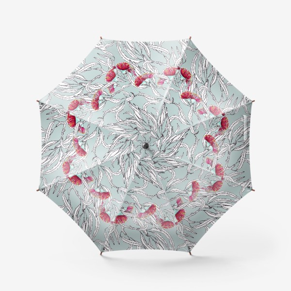 Зонт &laquo;Ветки эвкалипта с цветами на мятном фоне&raquo;