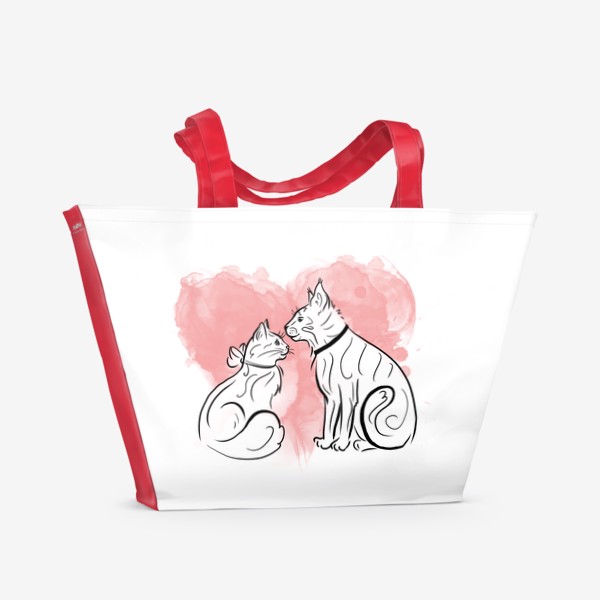 Пляжная сумка «Кошачья любовь. Влюбленные котики»